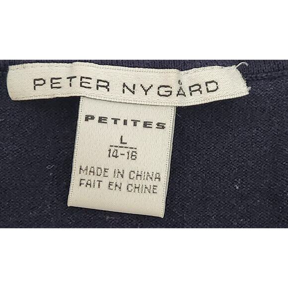 Peter Nygard Blue Round Neck Sleeveless Sweater Top Large Lightweight Ribbed Hem - Picture 4 of 5